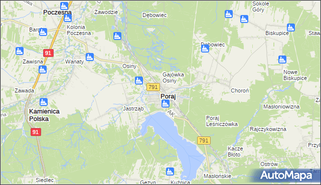 mapa Poraj powiat myszkowski, Poraj powiat myszkowski na mapie Targeo