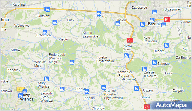 mapa Poręba Spytkowska, Poręba Spytkowska na mapie Targeo