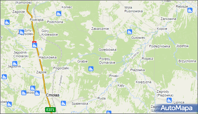 mapa Poręby Dymarskie, Poręby Dymarskie na mapie Targeo