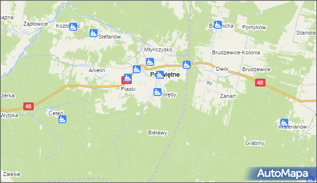 mapa Poręby gmina Poświętne, Poręby gmina Poświętne na mapie Targeo