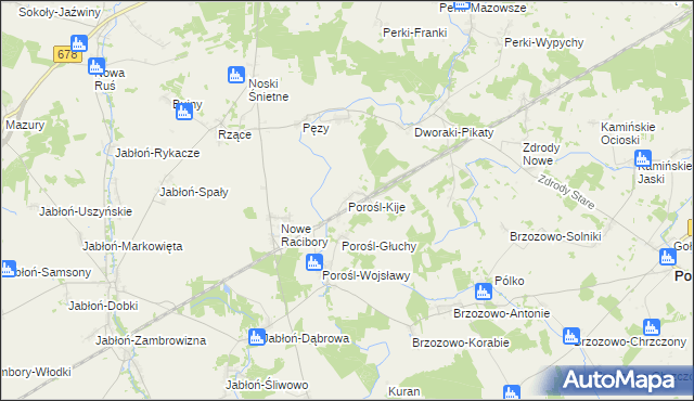 mapa Porośl-Kije, Porośl-Kije na mapie Targeo