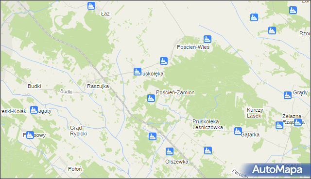 mapa Poścień-Zamion, Poścień-Zamion na mapie Targeo