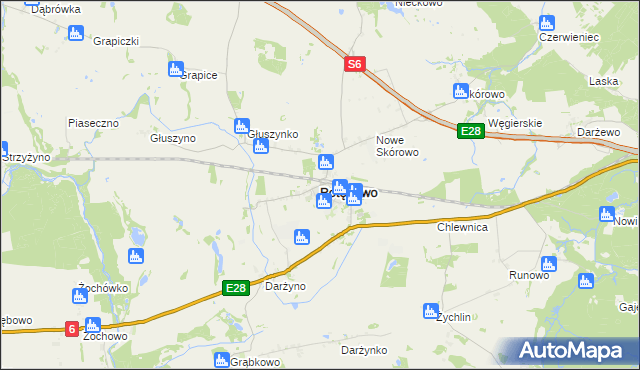 mapa Potęgowo powiat słupski, Potęgowo powiat słupski na mapie Targeo