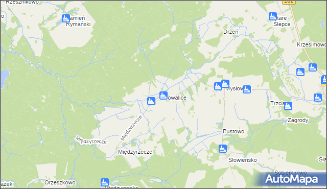 mapa Powalice gmina Sławoborze, Powalice gmina Sławoborze na mapie Targeo