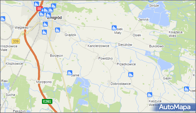 mapa Powidzko, Powidzko na mapie Targeo