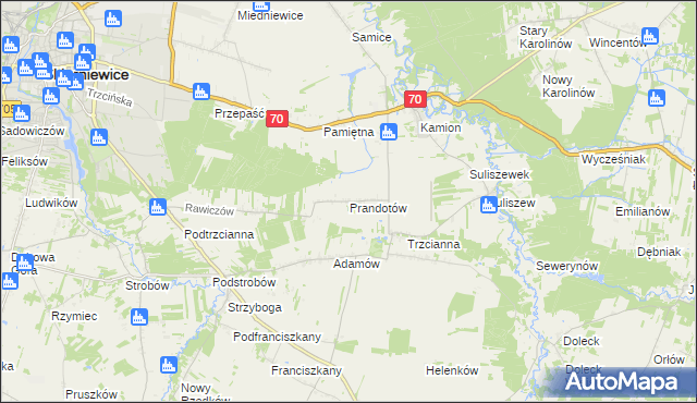 mapa Prandotów, Prandotów na mapie Targeo
