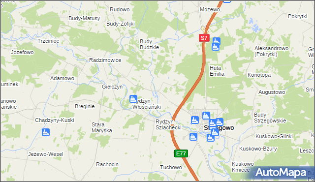 mapa Prusocin, Prusocin na mapie Targeo