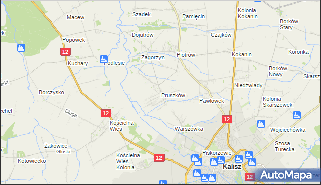 mapa Pruszków gmina Blizanów, Pruszków gmina Blizanów na mapie Targeo