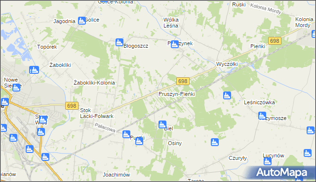 mapa Pruszyn-Pieńki, Pruszyn-Pieńki na mapie Targeo