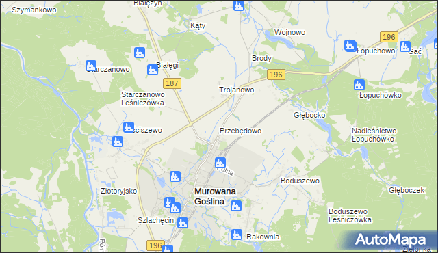 mapa Przebędowo gmina Murowana Goślina, Przebędowo gmina Murowana Goślina na mapie Targeo