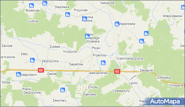 mapa Przechód gmina Sosnówka, Przechód gmina Sosnówka na mapie Targeo