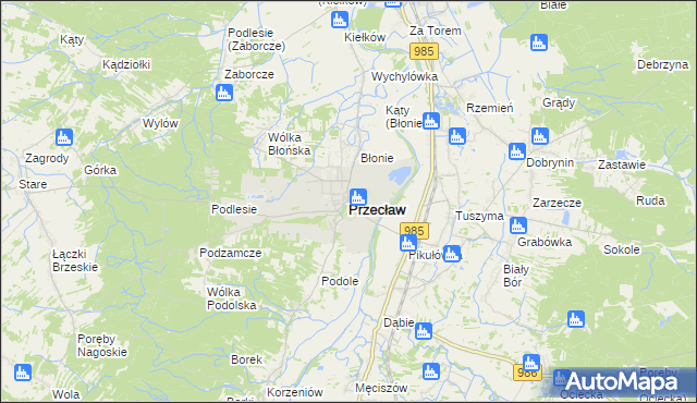 mapa Przecław powiat mielecki, Przecław powiat mielecki na mapie Targeo