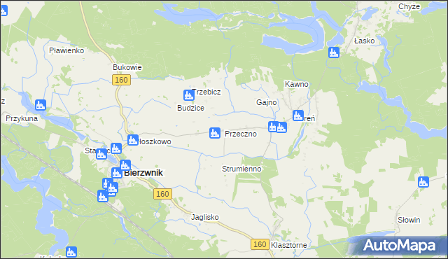 mapa Przeczno gmina Bierzwnik, Przeczno gmina Bierzwnik na mapie Targeo
