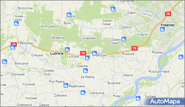 mapa Przeczów gmina Łubnice, Przeczów gmina Łubnice na mapie Targeo