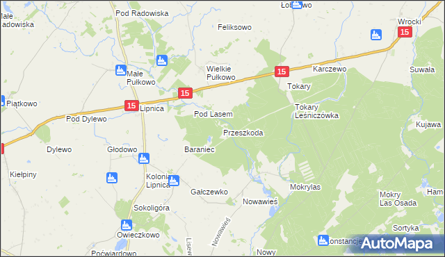 mapa Przeszkoda gmina Golub-Dobrzyń, Przeszkoda gmina Golub-Dobrzyń na mapie Targeo