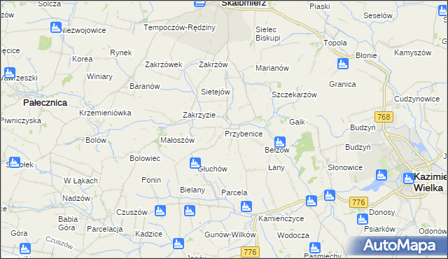 mapa Przybenice, Przybenice na mapie Targeo