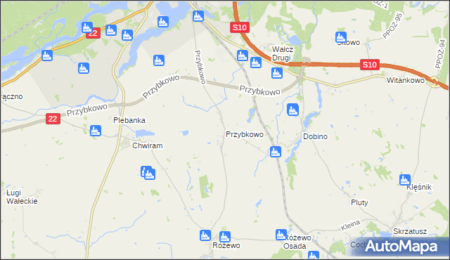 mapa Przybkowo gmina Wałcz, Przybkowo gmina Wałcz na mapie Targeo
