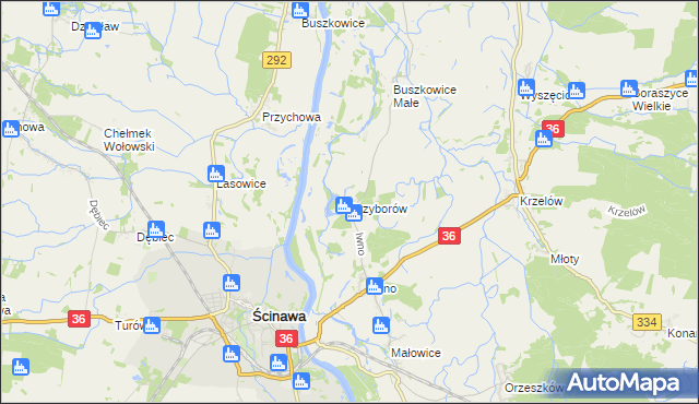 mapa Przyborów gmina Wińsko, Przyborów gmina Wińsko na mapie Targeo