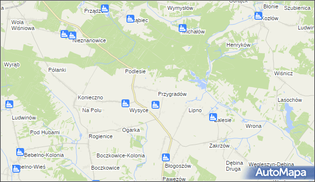 mapa Przygradów, Przygradów na mapie Targeo