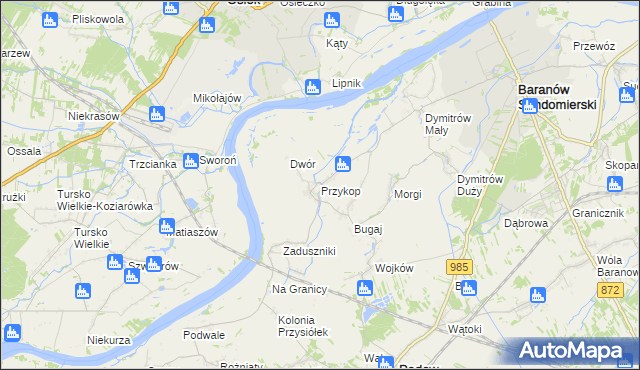 mapa Przykop gmina Padew Narodowa, Przykop gmina Padew Narodowa na mapie Targeo