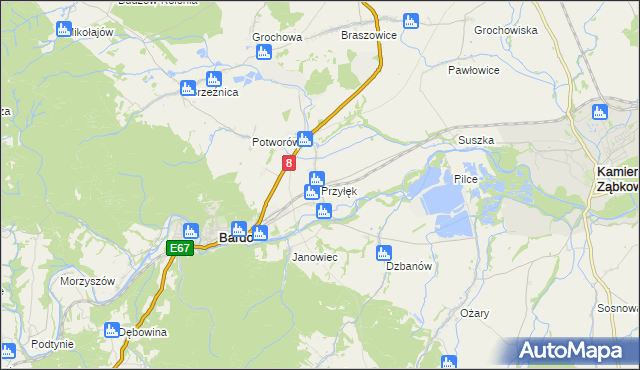 mapa Przyłęk gmina Bardo, Przyłęk gmina Bardo na mapie Targeo