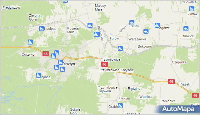 mapa Przymiłowice, Przymiłowice na mapie Targeo