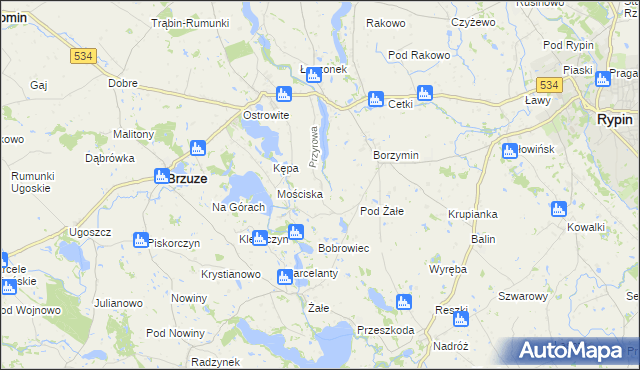 mapa Przyrowa gmina Brzuze, Przyrowa gmina Brzuze na mapie Targeo