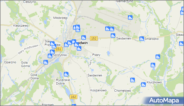 mapa Psary gmina Świdwin, Psary gmina Świdwin na mapie Targeo