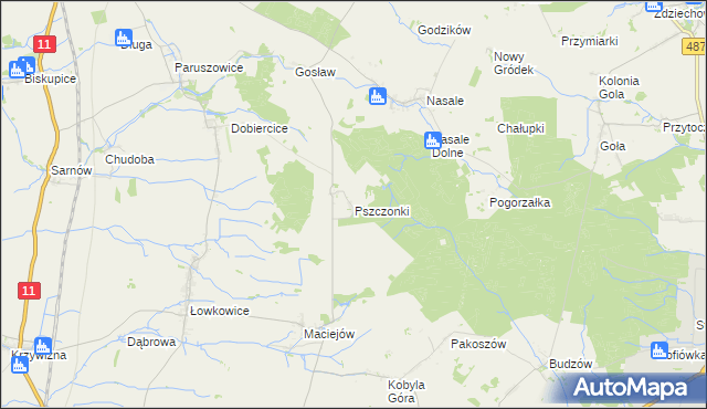 mapa Pszczonki, Pszczonki na mapie Targeo