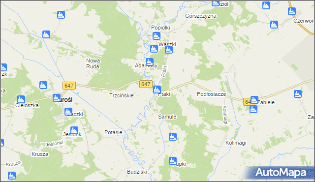 mapa Ptaki gmina Turośl, Ptaki gmina Turośl na mapie Targeo