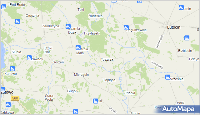 mapa Puszcza gmina Rościszewo, Puszcza gmina Rościszewo na mapie Targeo
