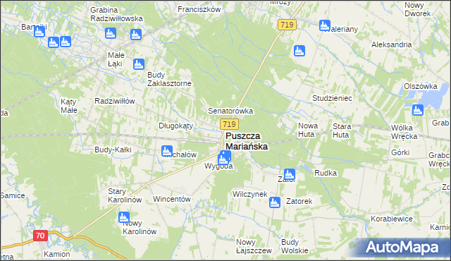 mapa Puszcza Mariańska, Puszcza Mariańska na mapie Targeo