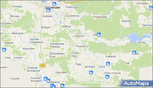 mapa Puszcza Osińska, Puszcza Osińska na mapie Targeo