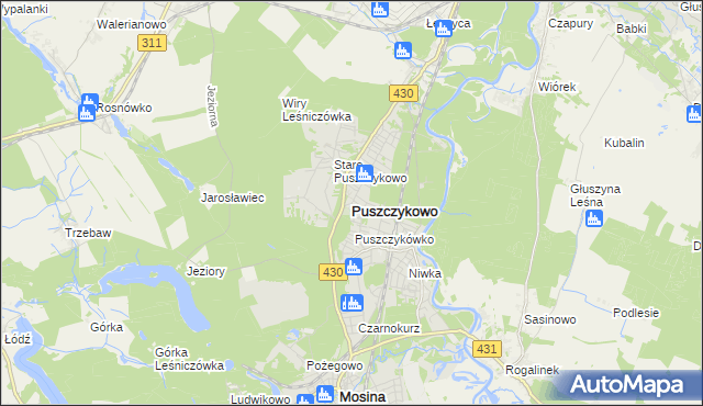 mapa Puszczykowo powiat poznański, Puszczykowo powiat poznański na mapie Targeo