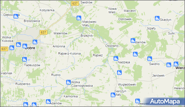 mapa Rąbież gmina Wierzbno, Rąbież gmina Wierzbno na mapie Targeo