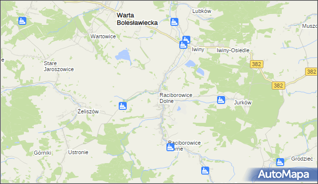 mapa Raciborowice Dolne, Raciborowice Dolne na mapie Targeo