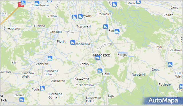 mapa Radgoszcz powiat dąbrowski, Radgoszcz powiat dąbrowski na mapie Targeo