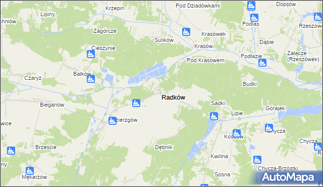mapa Radków powiat włoszczowski, Radków powiat włoszczowski na mapie Targeo