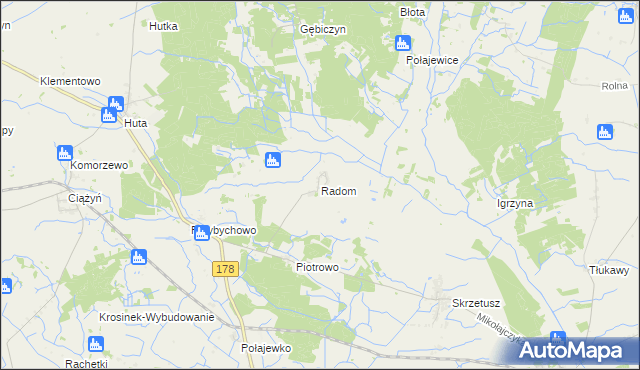 mapa Radom gmina Ryczywół, Radom gmina Ryczywół na mapie Targeo