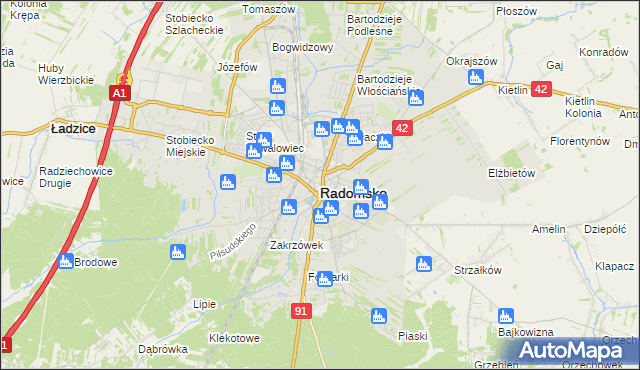 mapa Radomsko, Radomsko na mapie Targeo
