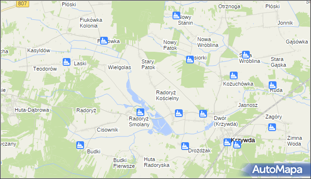 mapa Radoryż Kościelny, Radoryż Kościelny na mapie Targeo