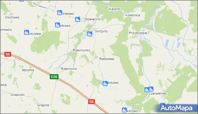 mapa Radosław gmina Potęgowo, Radosław gmina Potęgowo na mapie Targeo