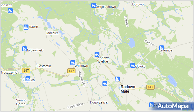 mapa Radowo Wielkie, Radowo Wielkie na mapie Targeo