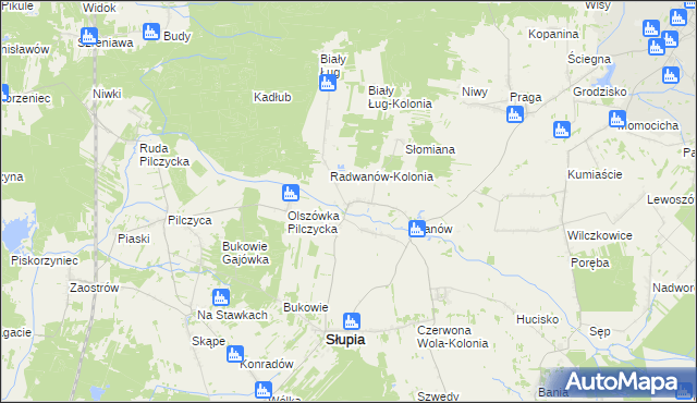 mapa Radwanów gmina Słupia Konecka, Radwanów gmina Słupia Konecka na mapie Targeo