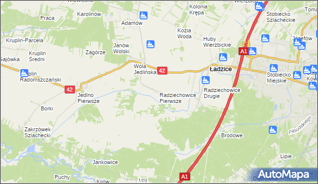 mapa Radziechowice Pierwsze, Radziechowice Pierwsze na mapie Targeo