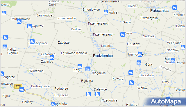 mapa Radziemice, Radziemice na mapie Targeo