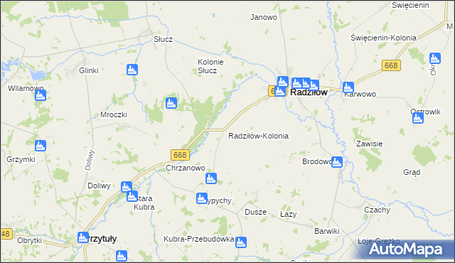 mapa Radziłów-Kolonia, Radziłów-Kolonia na mapie Targeo