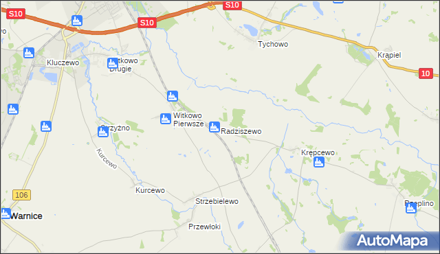 mapa Radziszewo gmina Stargard, Radziszewo gmina Stargard na mapie Targeo