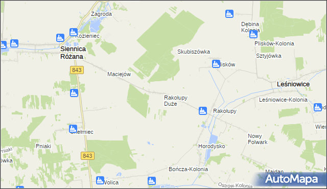 mapa Rakołupy Duże, Rakołupy Duże na mapie Targeo