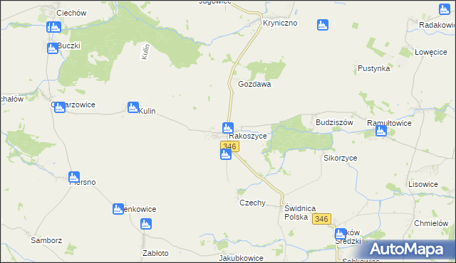 mapa Rakoszyce, Rakoszyce na mapie Targeo
